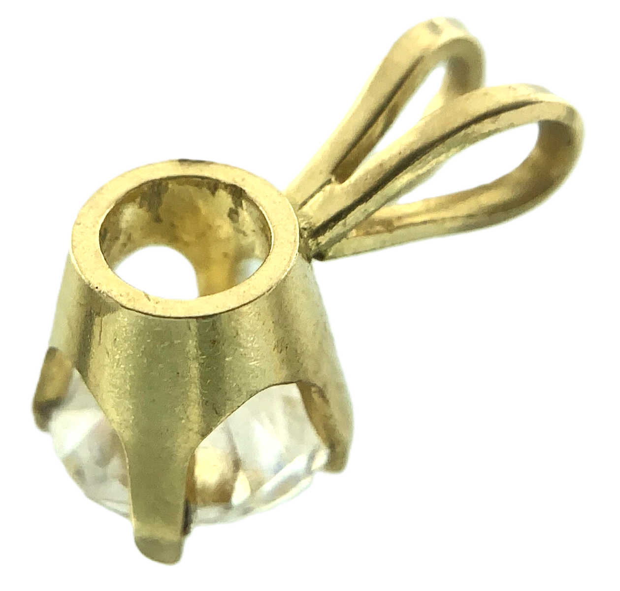 14K Yellow Gold Solitaire Necklace Pendant Rabbit Ear NOT DIAMOND AU146