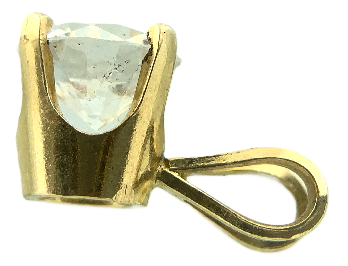 14K Yellow Gold Solitaire Necklace Pendant Rabbit Ear NOT DIAMOND AU146