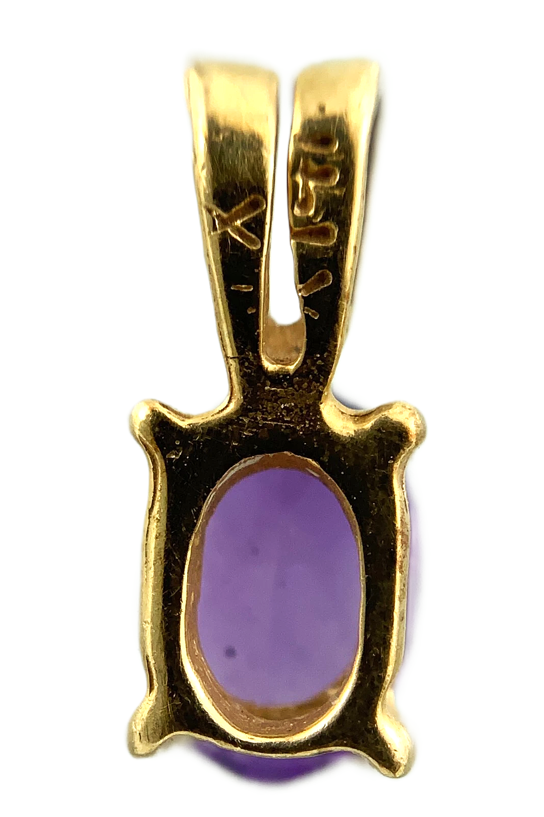 14K Yellow Gold Solitaire Pendant Purple Gemstone Charm AU147