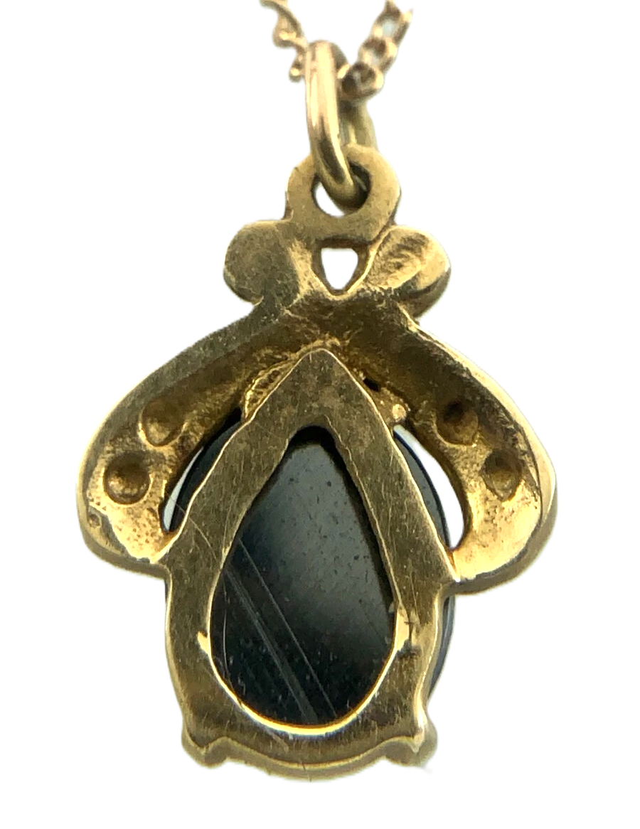 10K Yellow Gold Black Alaskan Diamond Pendant ECCO Necklace Gold Chain AU155