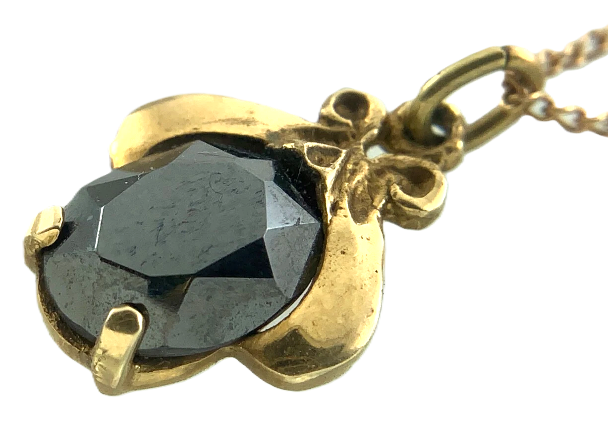 10K Yellow Gold Black Alaskan Diamond Pendant ECCO Necklace Gold Chain AU155