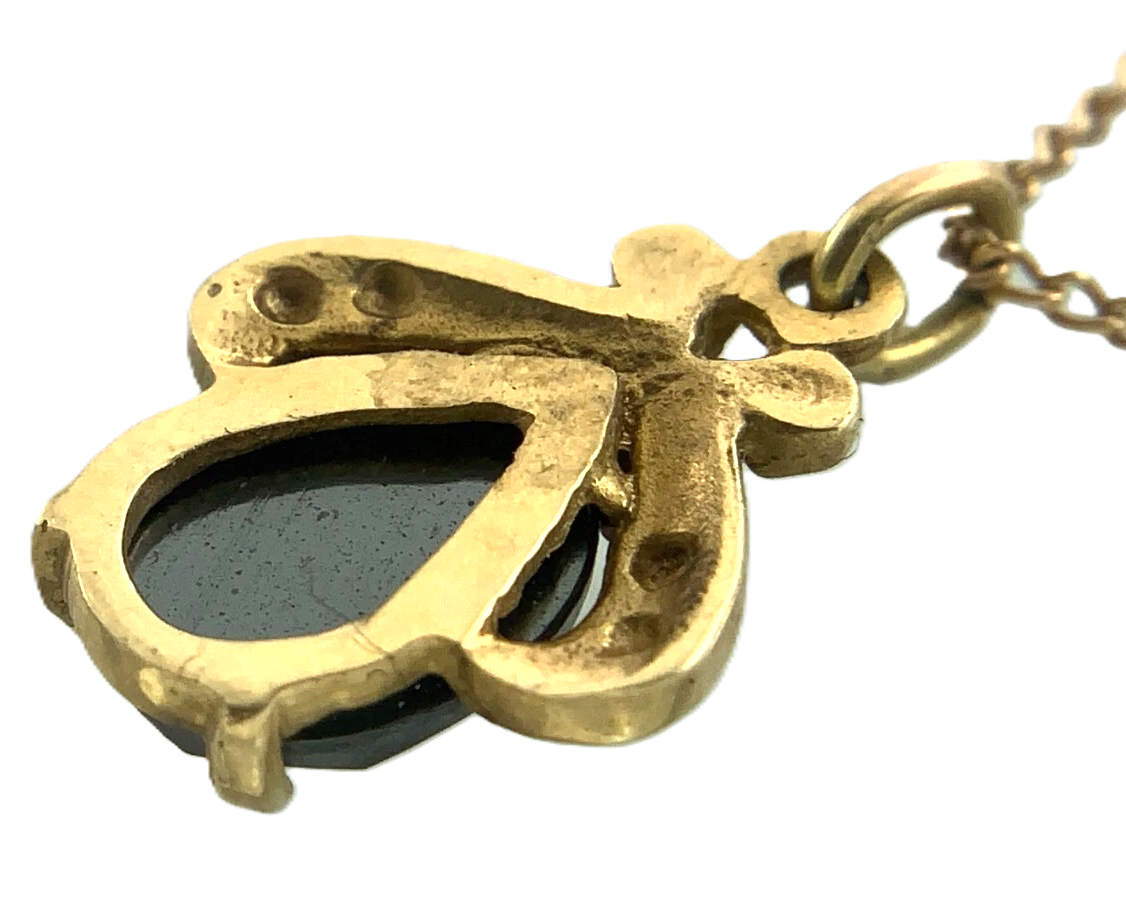 10K Yellow Gold Black Alaskan Diamond Pendant ECCO Necklace Gold Chain AU155