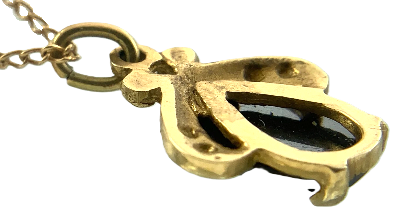 10K Yellow Gold Black Alaskan Diamond Pendant ECCO Necklace Gold Chain AU155