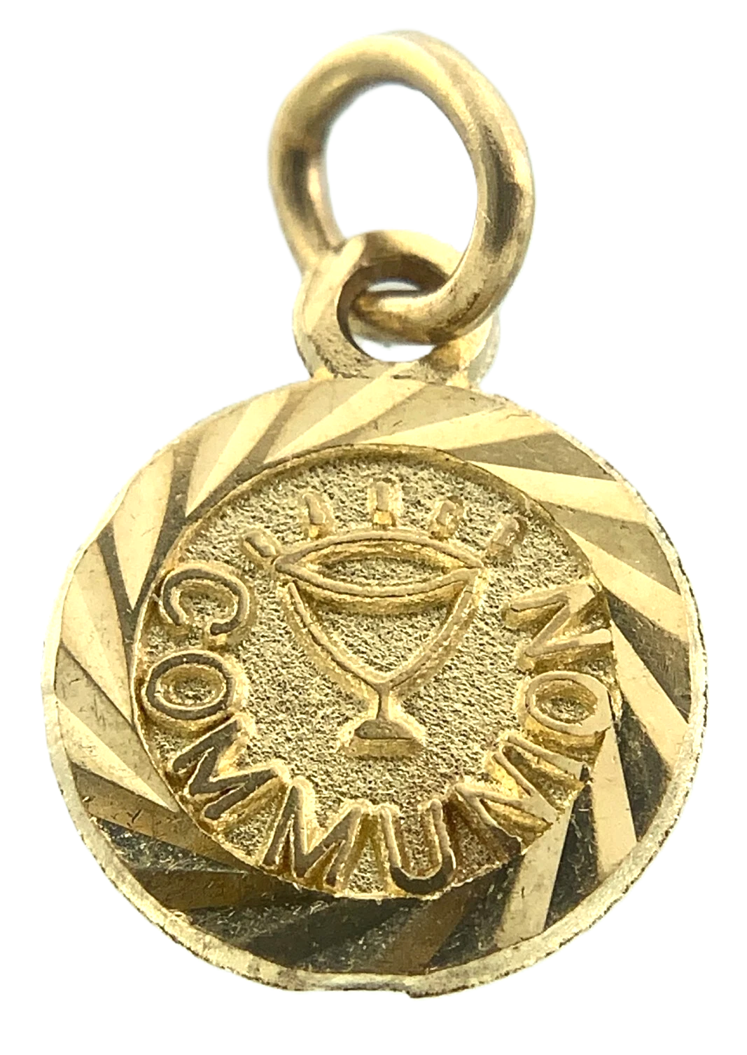 10K Yellow Gold Pendant Communion Medallion Religious AU160
