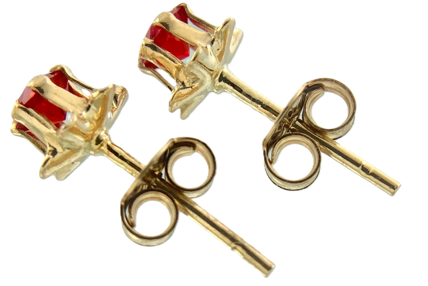 10K Yellow Gold Red Gemstone Rose Stud Earrings AU170