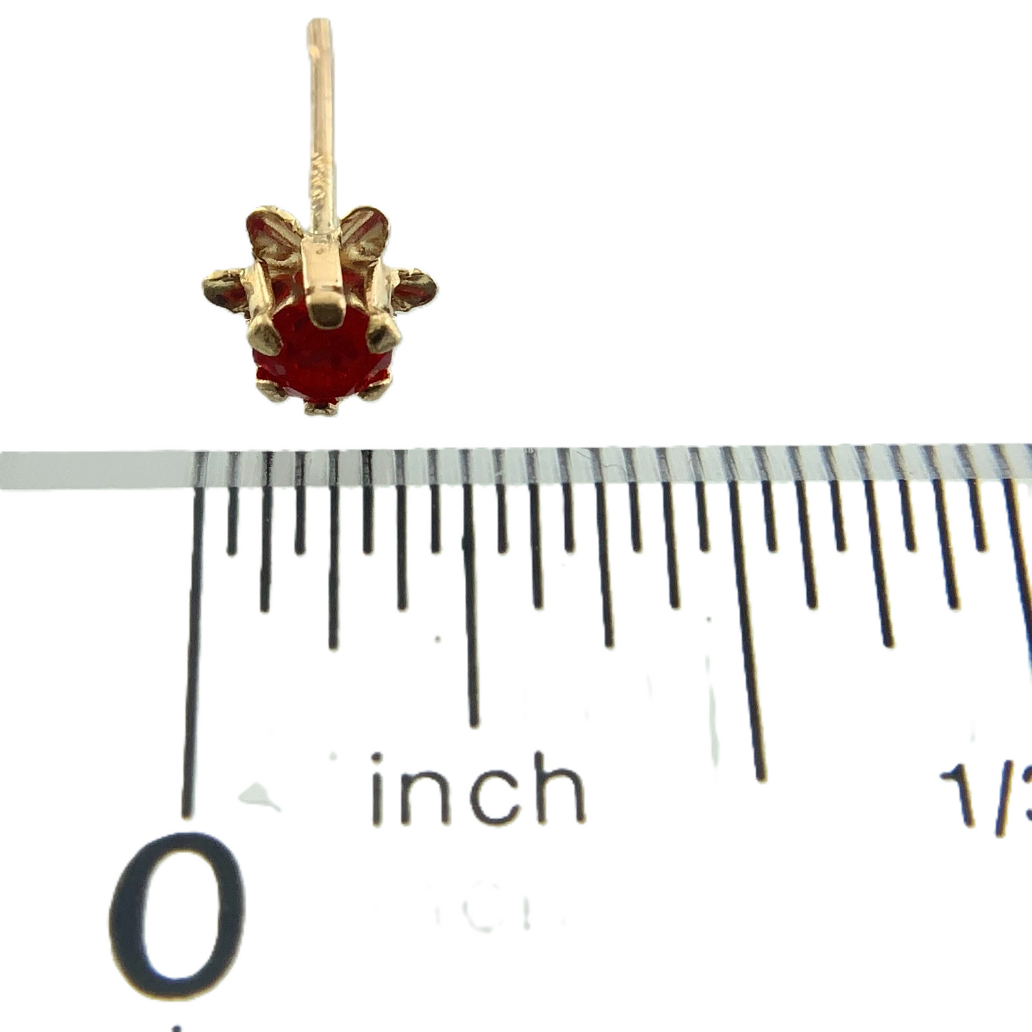 10K Yellow Gold Red Gemstone Rose Stud Earrings AU170