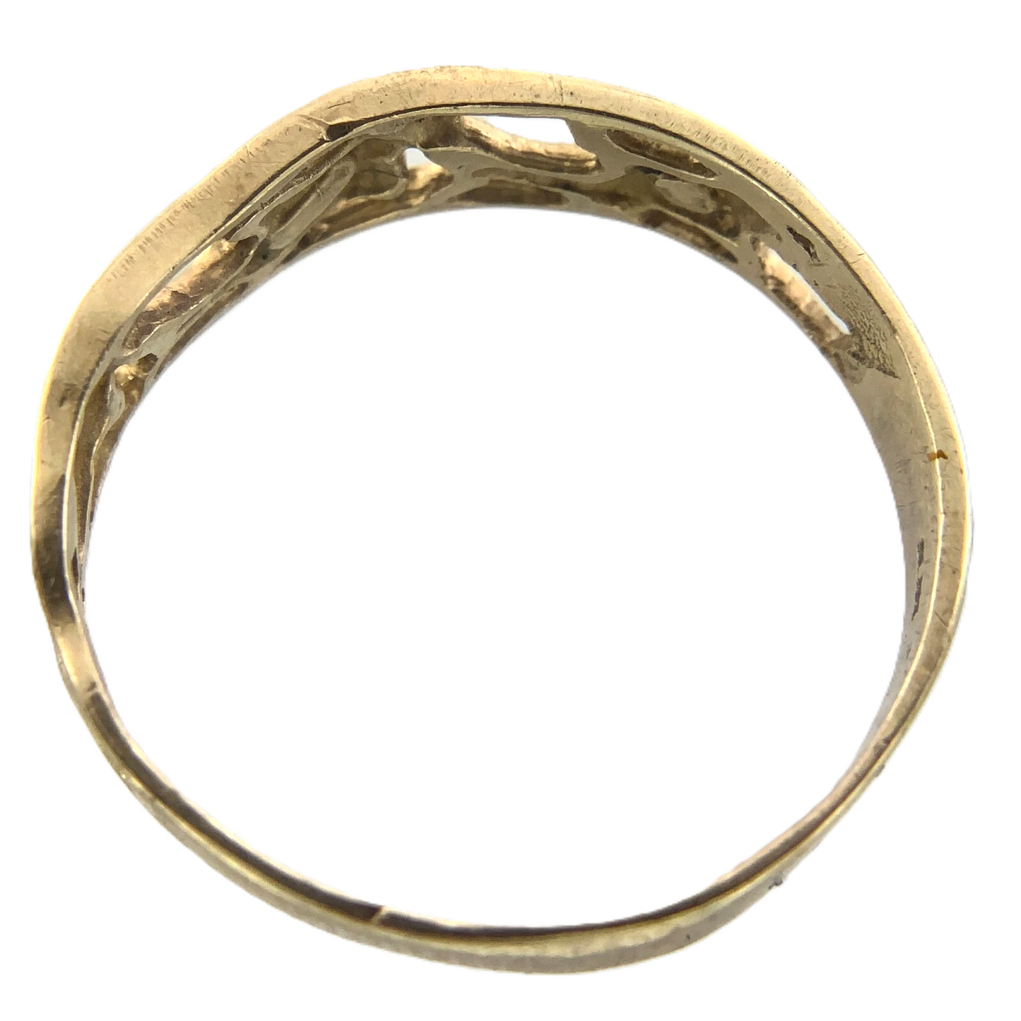 10K Yellow Gold Dolphin Ring Filigree Band Size 8.5 AU173