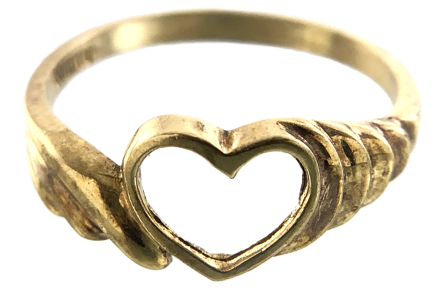 10K Yellow Gold Open Heart Ring Band Size Loose 5.5 AU174