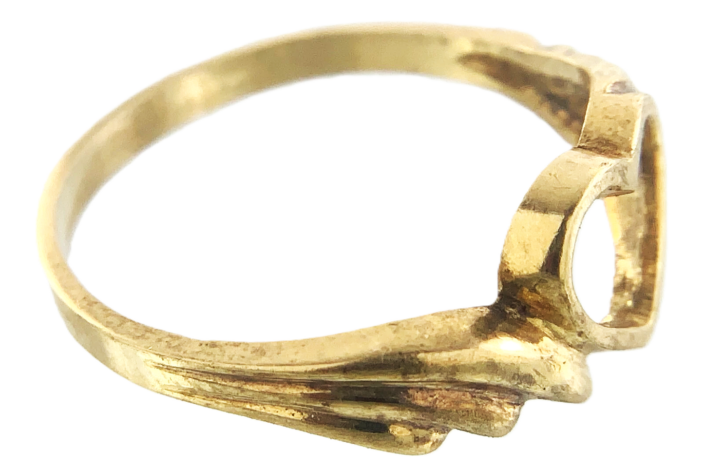 10K Yellow Gold Open Heart Ring Band Size Loose 5.5 AU174