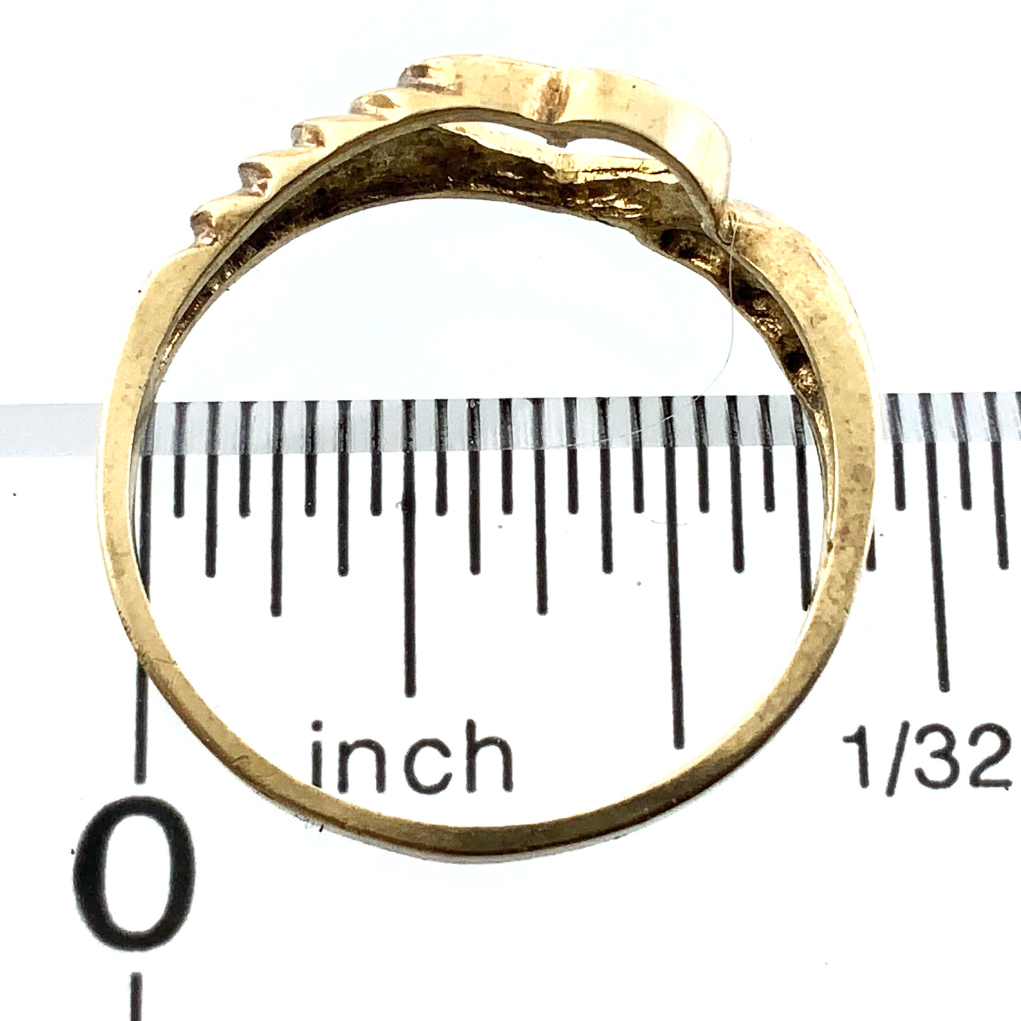 10K Yellow Gold Open Heart Ring Band Size Loose 5.5 AU174