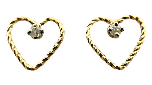 10K Yellow Gold Beautiful Heart Stud Earrings AU177