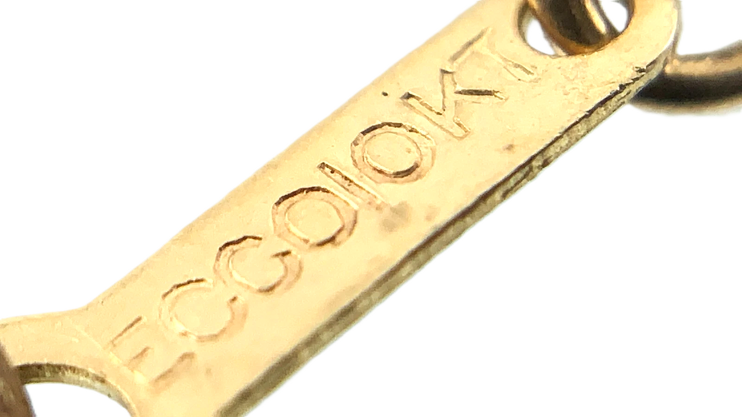 14K Yellow Gold Tested Flower Pendant and S Link Chain Necklace ECCO AU181