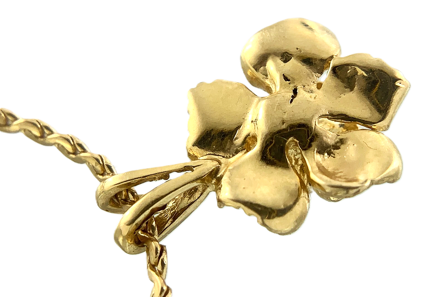 14K Yellow Gold Tested Flower Pendant and S Link Chain Necklace ECCO AU181