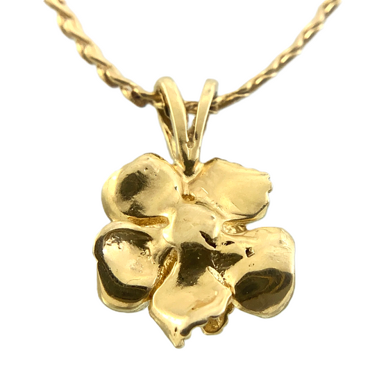 14K Yellow Gold Tested Flower Pendant and S Link Chain Necklace ECCO AU181