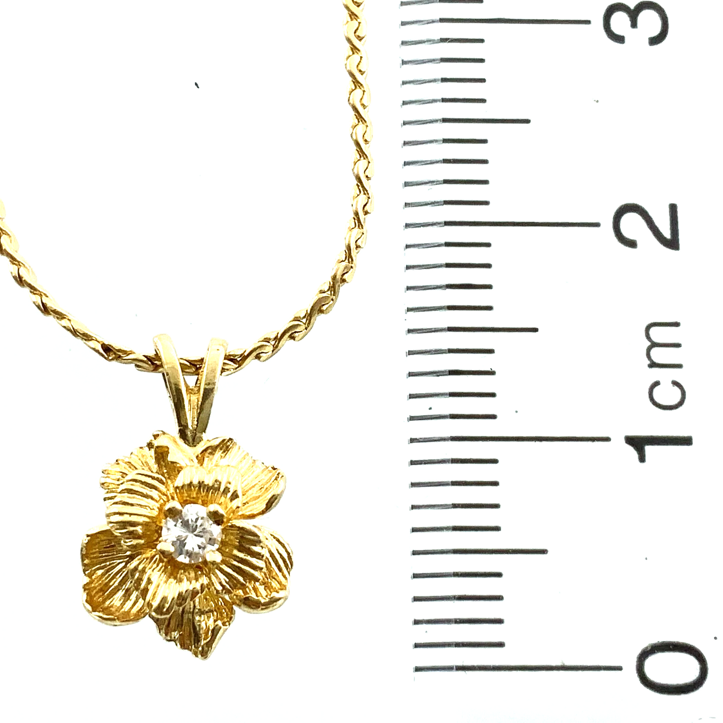 14K Yellow Gold Tested Flower Pendant and S Link Chain Necklace ECCO AU181