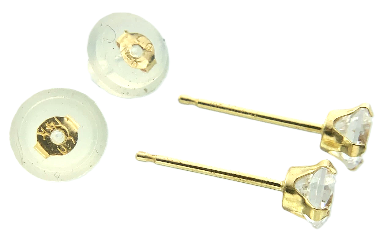 14K Yellow Gold Cubic Zirconia Stud Earrings Canada AU189