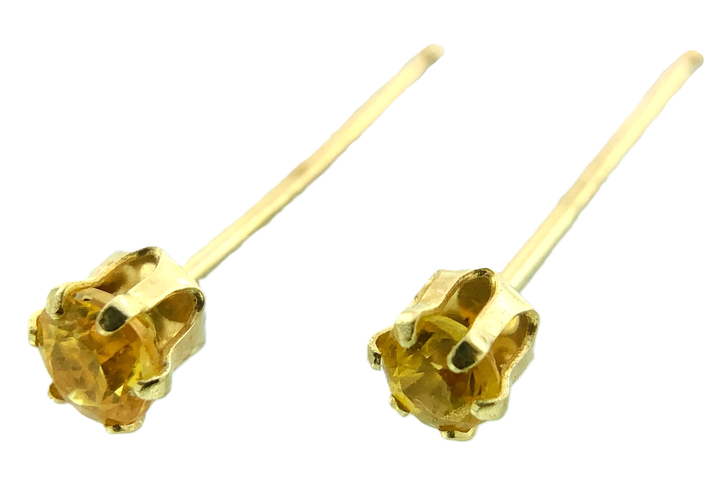 14K Yellow Gold Yellow Sapphire Stud Earrings AU203