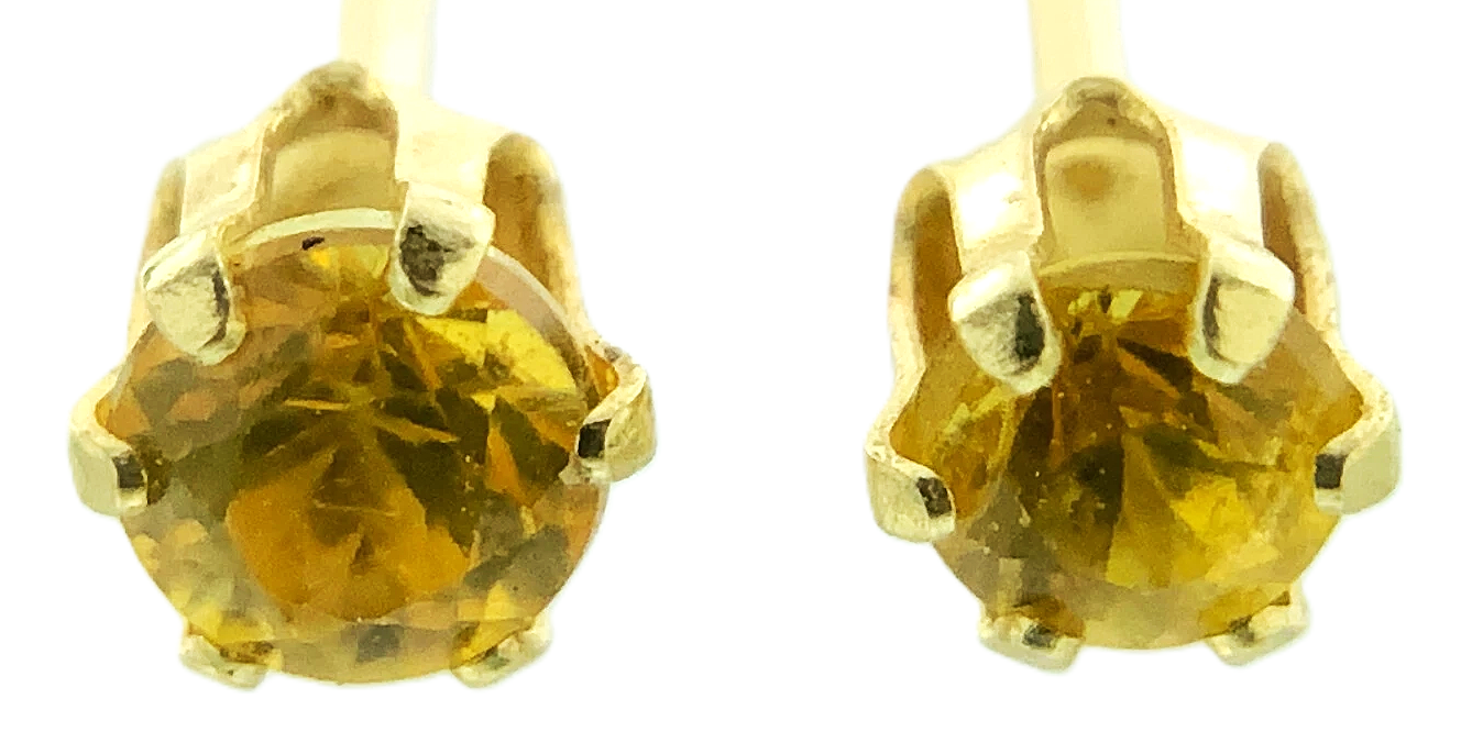 14K Yellow Gold Yellow Sapphire Stud Earrings AU203