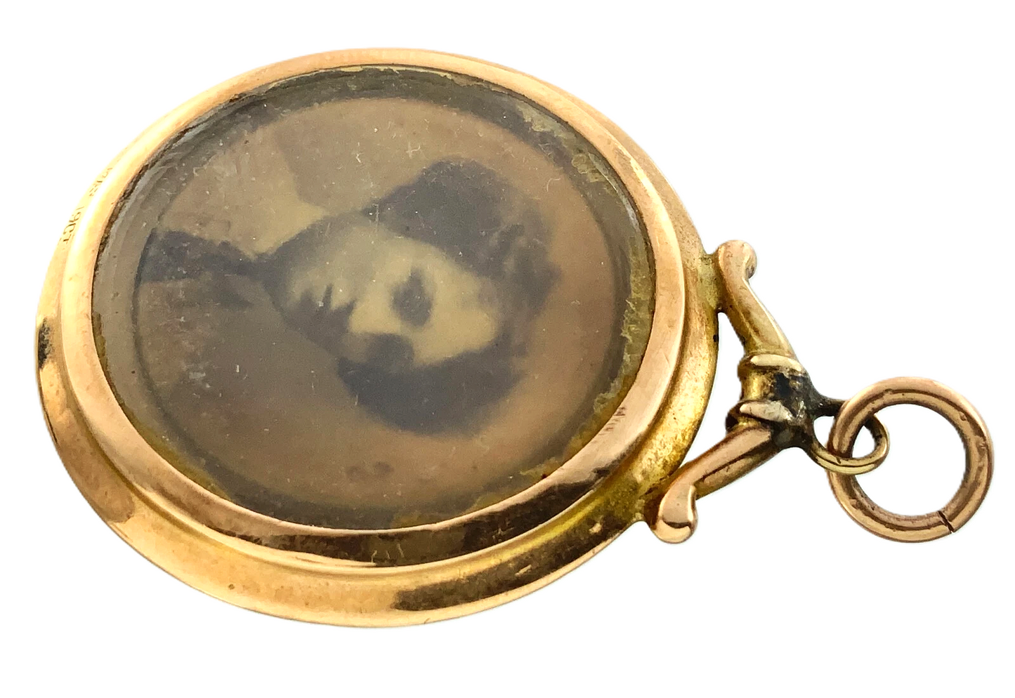 Antique 2 Sided Portrait Locket 9K Yellow Gold Pendant AU207