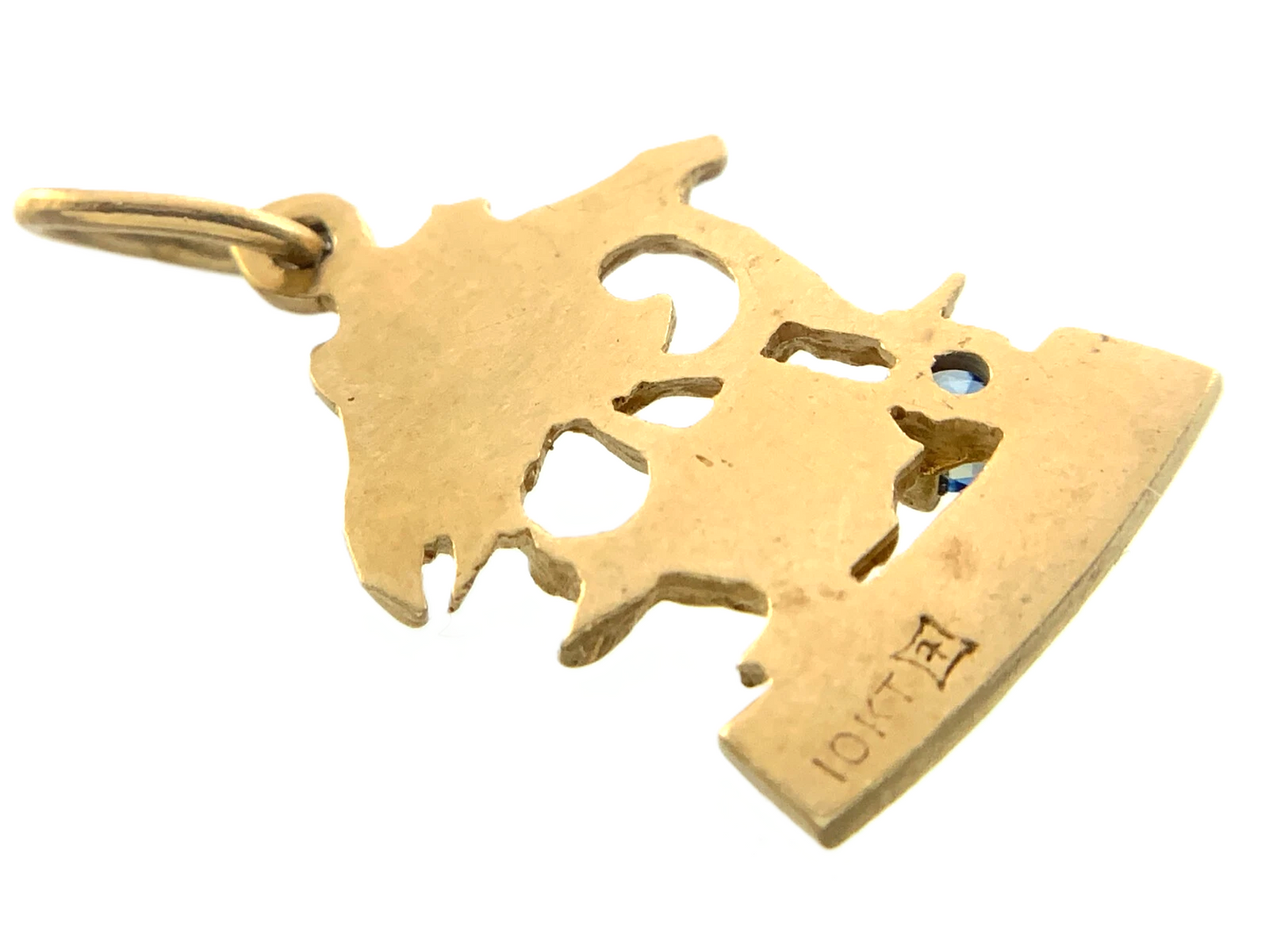 10K Yellow Gold Pisces Aquamarine Pendant Zodiac Sign AU212