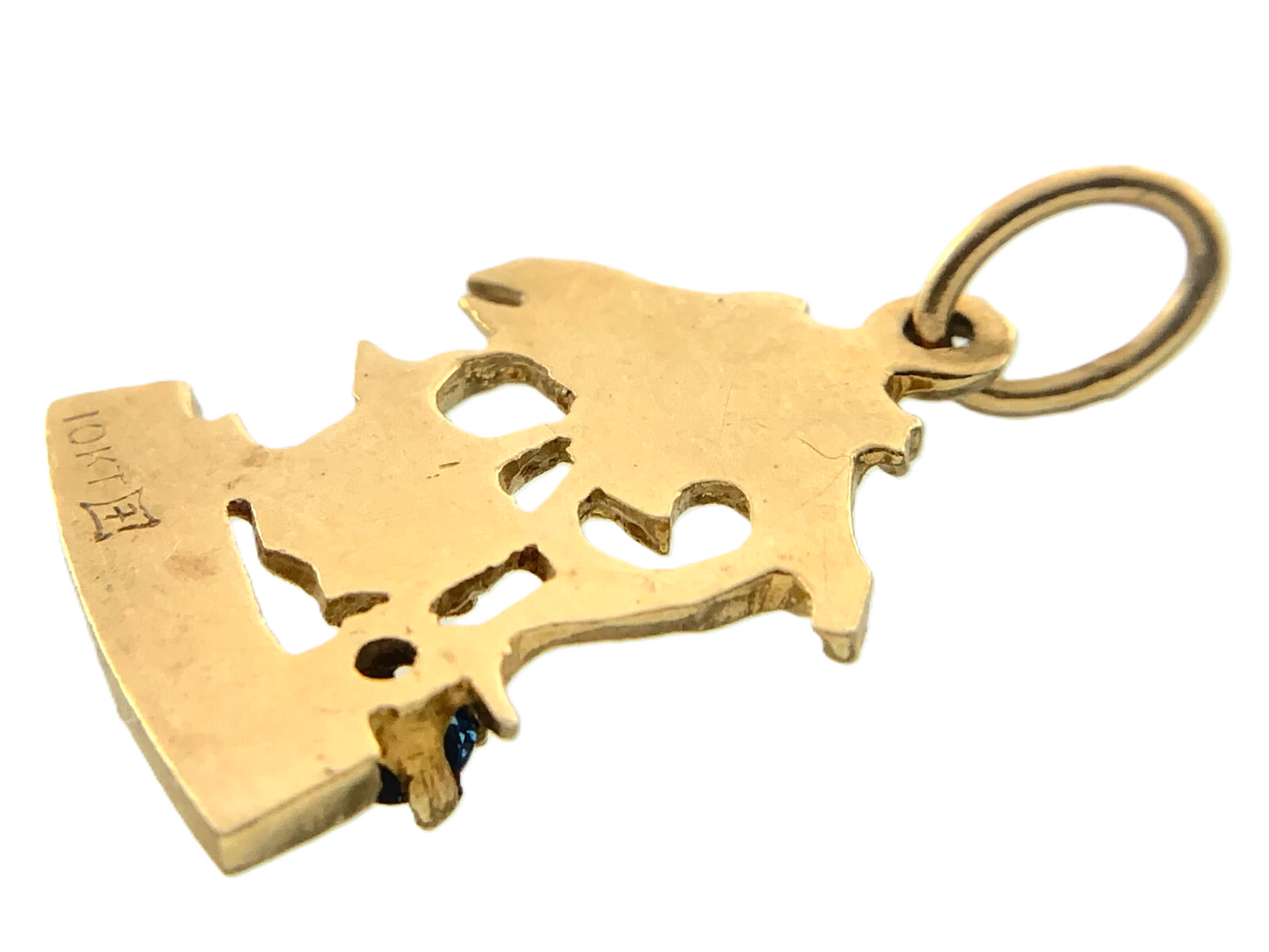 10K Yellow Gold Pisces Aquamarine Pendant Zodiac Sign AU212