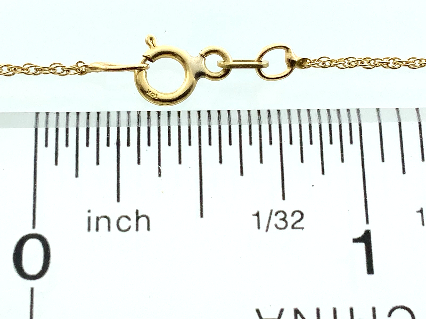 10K Yellow Gold Rope Chain Necklace 16 in x 1 mm AU222