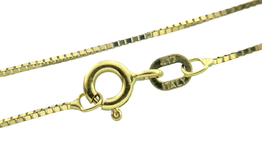 10K Yellow Gold Box Chain Necklace 417 Italy 16 in x 0.3 mm AU224