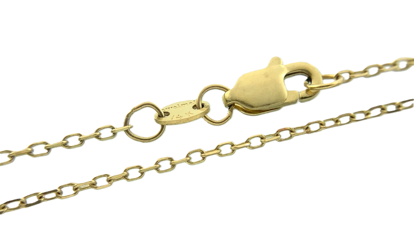 14K Yellow Gold Cable Chain Necklace Jewelmak 16.5 in x 1 mm AU227