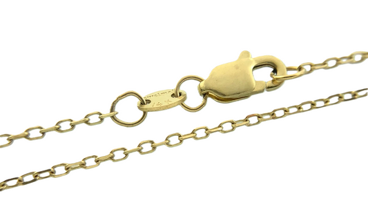 14K Yellow Gold Cable Chain Necklace Jewelmak 16.5 in x 1 mm AU227