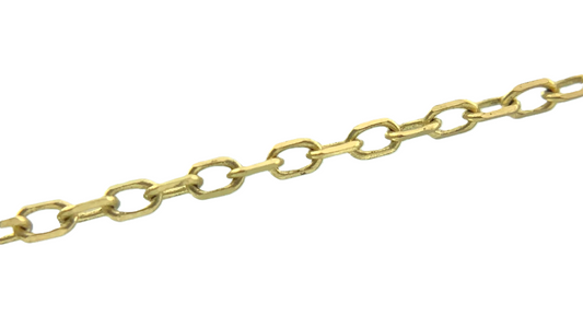 14K Yellow Gold Cable Chain Necklace Jewelmak 16.5 in x 1 mm AU227