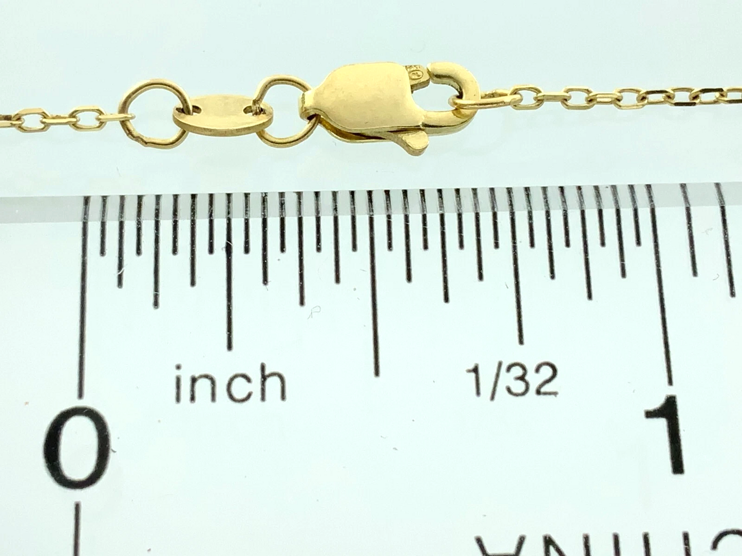 14K Yellow Gold Cable Chain Necklace Jewelmak 16.5 in x 1 mm AU227