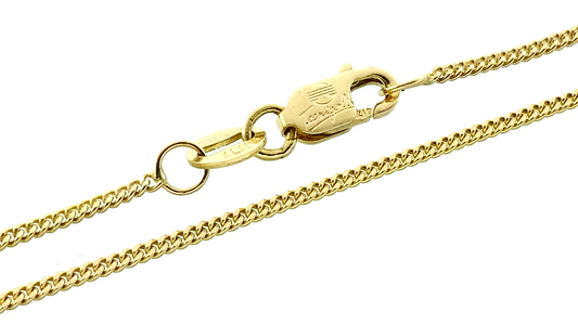 10K Yellow Gold Curb Link Chain Necklace Tecnigold Italy 16 in x 1 mm AU234