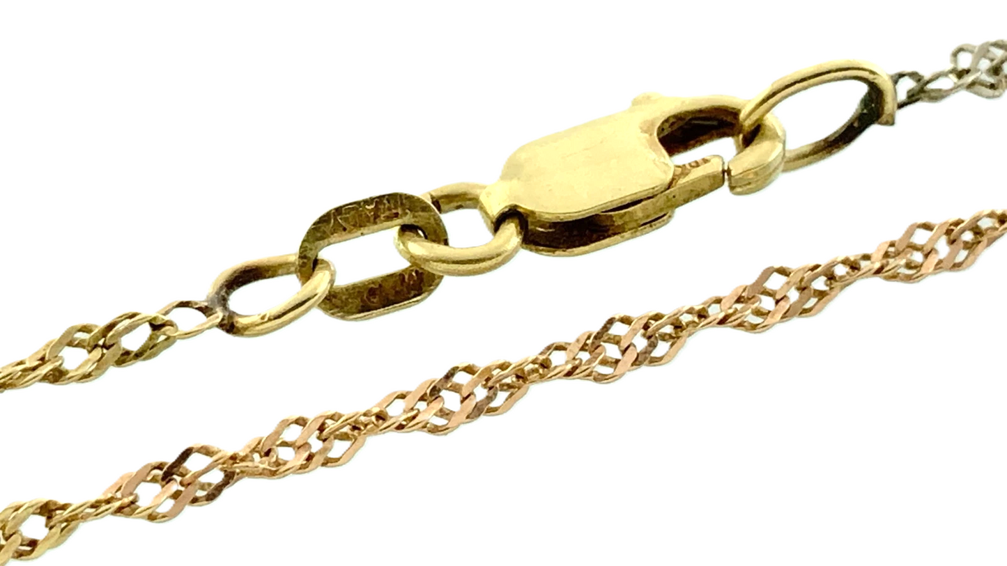 10K Yellow Gold Rope Link Chain Necklace Italy 18.5 in x 1 mm AU235