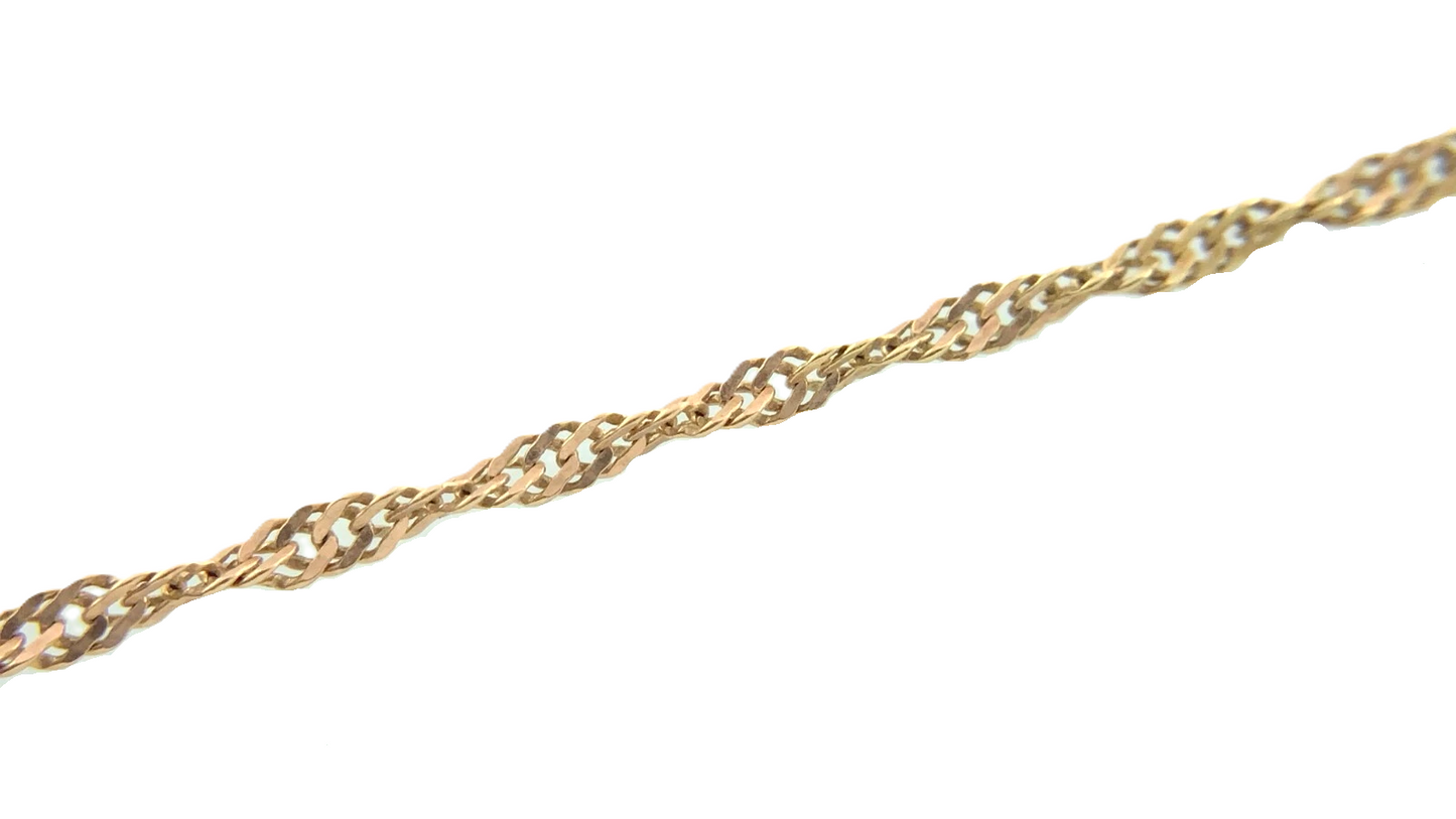10K Yellow Gold Rope Link Chain Necklace Italy 18.5 in x 1 mm AU235