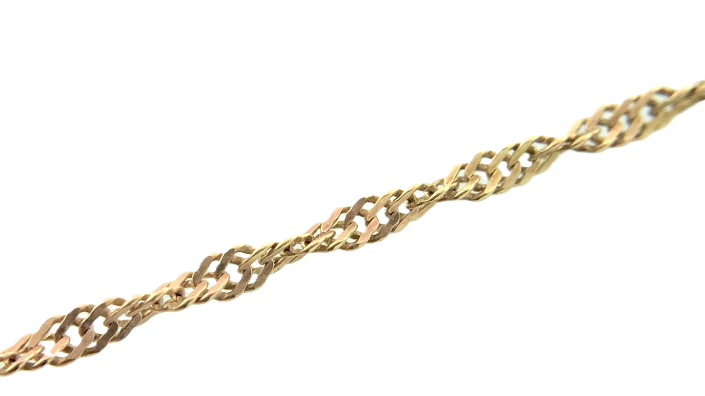 10K Yellow Gold Rope Link Chain Necklace Italy 18.5 in x 1 mm AU235