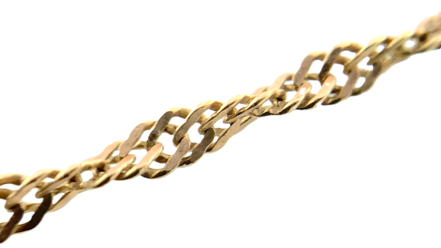 10K Yellow Gold Rope Link Chain Necklace Italy 18.5 in x 1 mm AU235