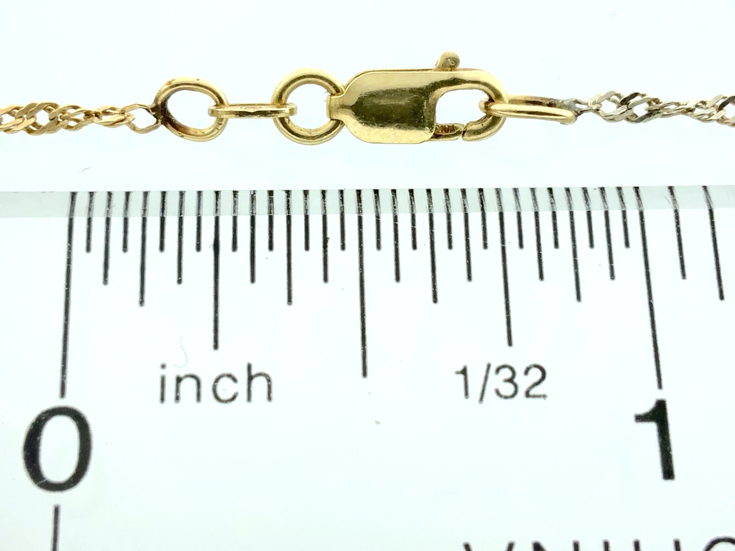 10K Yellow Gold Rope Link Chain Necklace Italy 18.5 in x 1 mm AU235