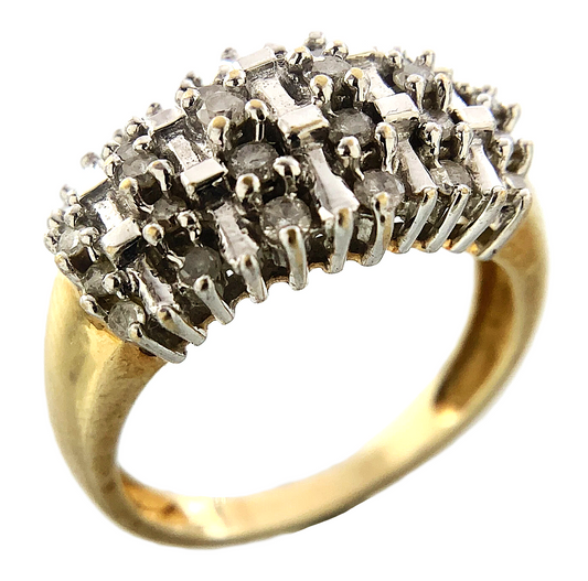 10K Yellow Gold Diamond Cluster Ring Band Size Loose 7 AU239