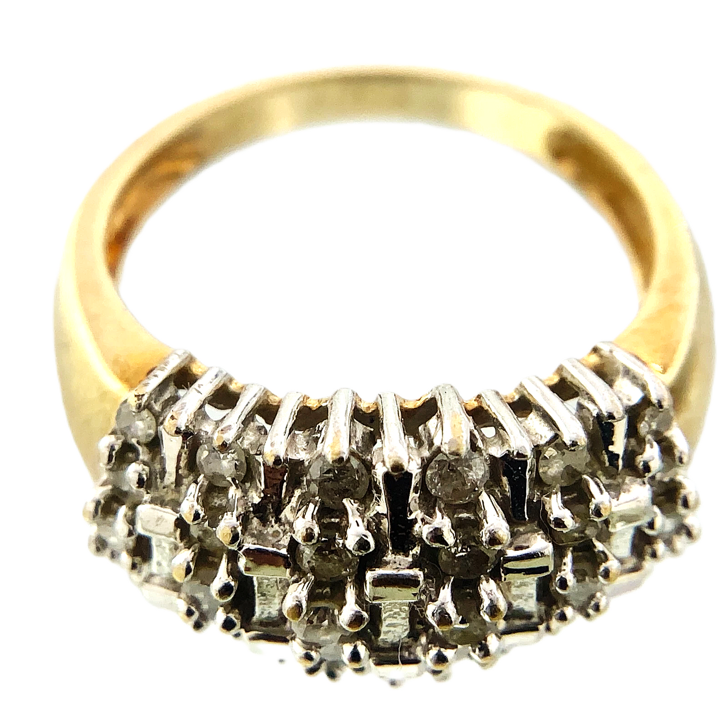 10K Yellow Gold Diamond Cluster Ring Band Size Loose 7 AU239