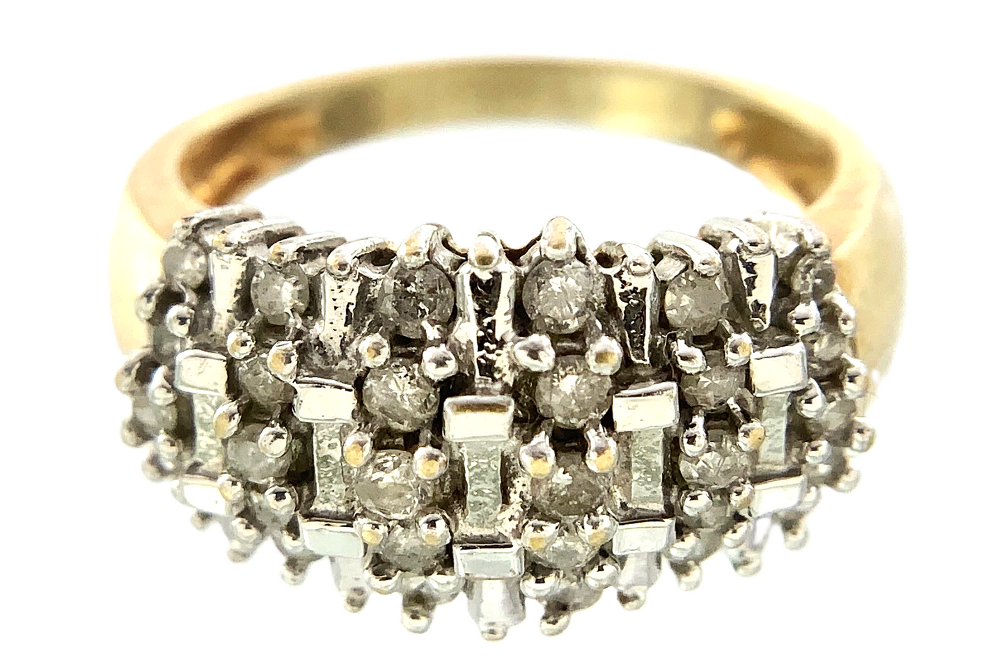 10K Yellow Gold Diamond Cluster Ring Band Size Loose 7 AU239