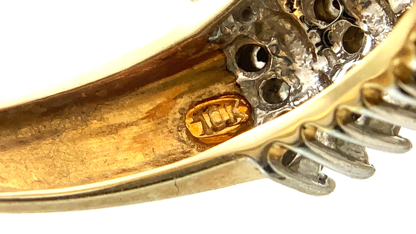 10K Yellow Gold Diamond Cluster Ring Band Size Loose 7 AU239