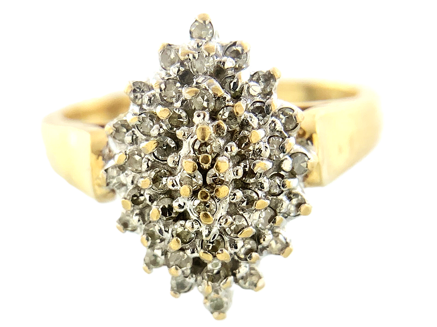 14K Yellow Gold Diamond Cluster Ring Engagement Ring Size 5.75 AU240