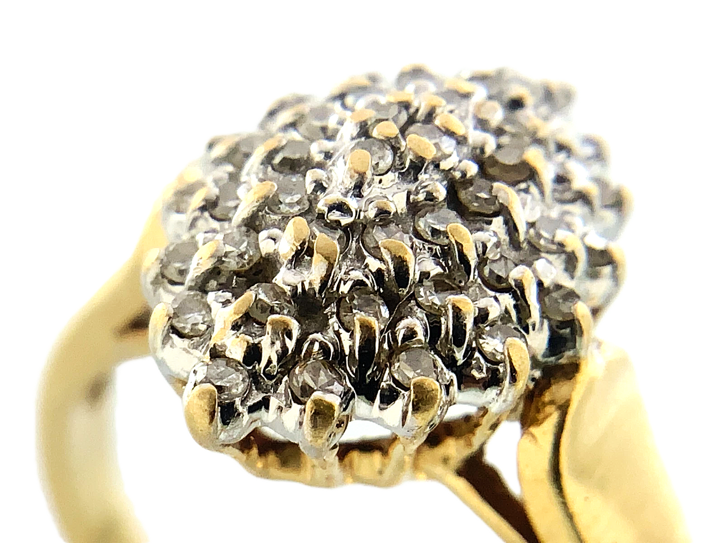 14K Yellow Gold Diamond Cluster Ring Engagement Ring Size 5.75 AU240