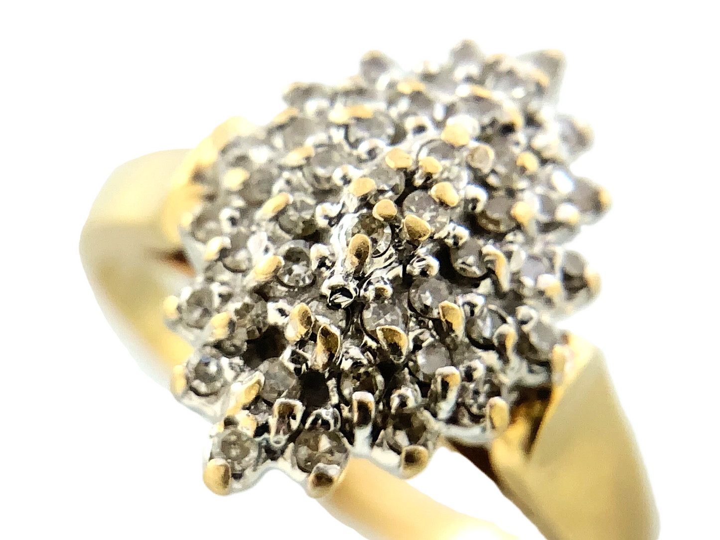 14K Yellow Gold Diamond Cluster Ring Engagement Ring Size 5.75 AU240