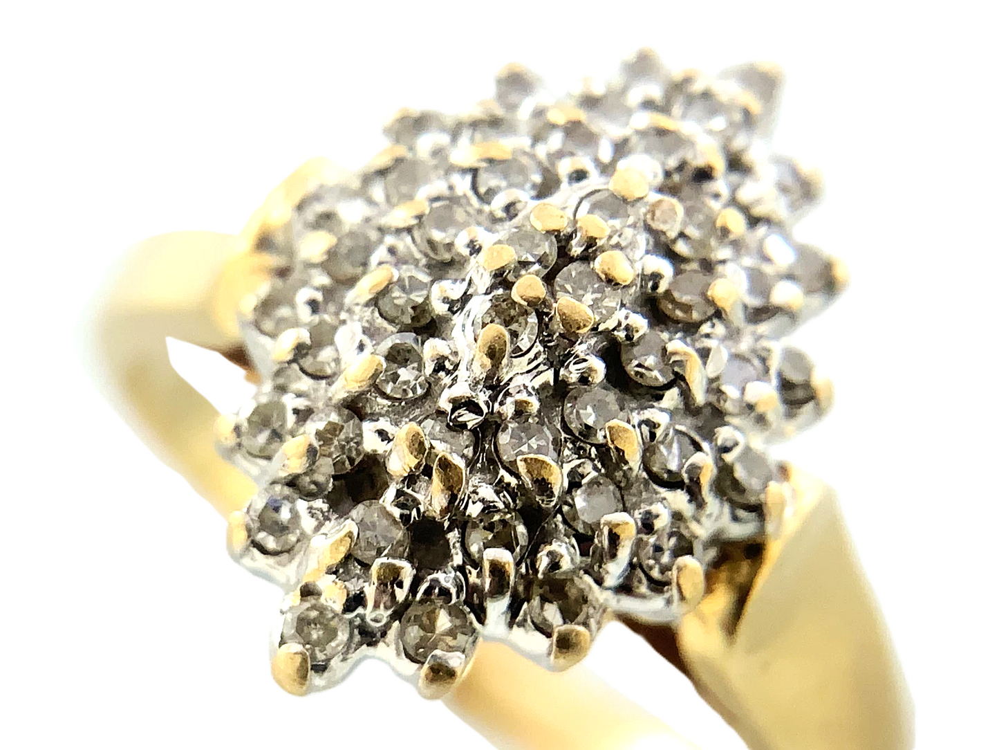 14K Yellow Gold Diamond Cluster Ring Engagement Ring Size 5.75 AU240