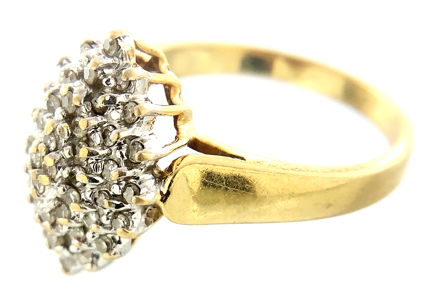14K Yellow Gold Diamond Cluster Ring Engagement Ring Size 5.75 AU240