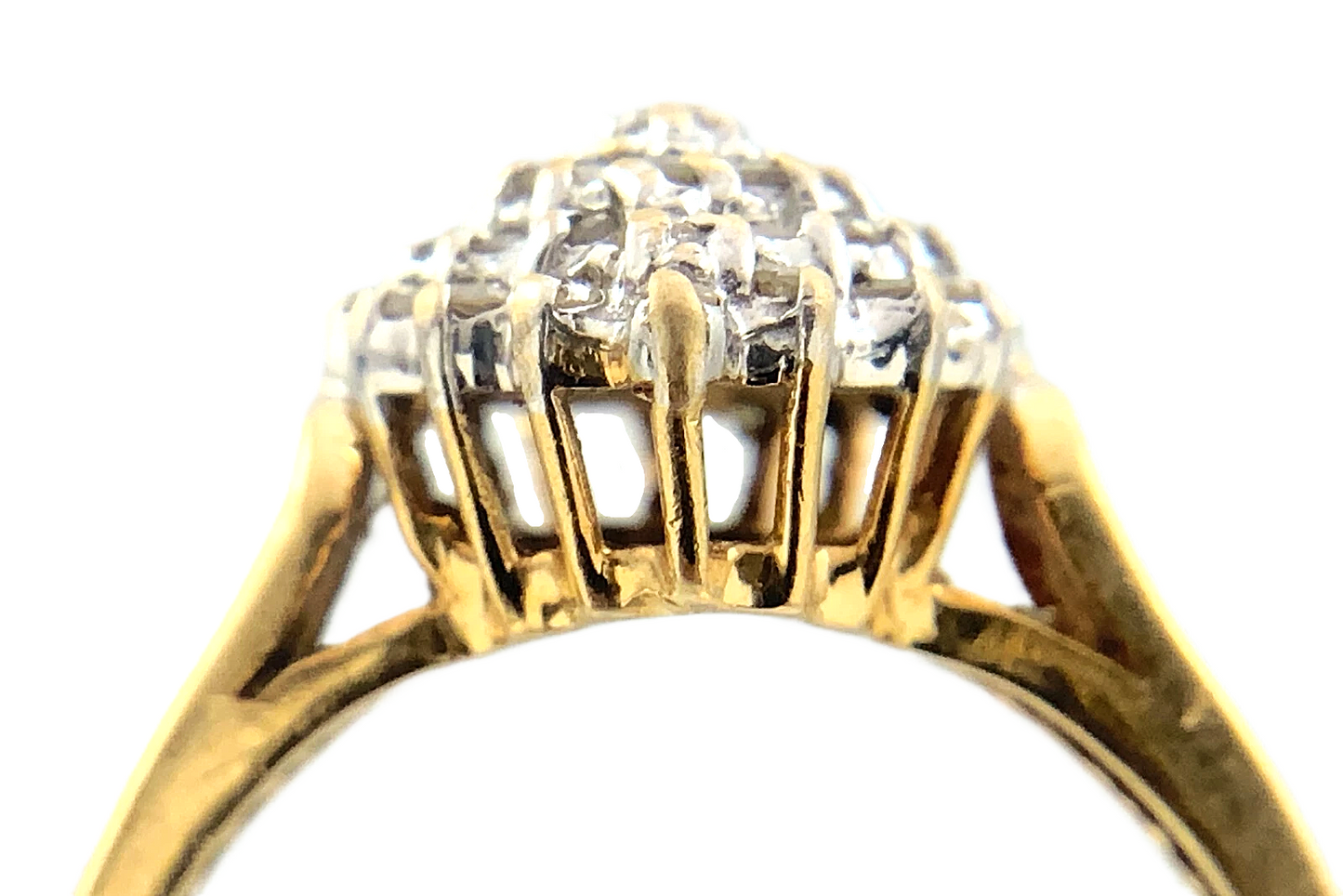 14K Yellow Gold Diamond Cluster Ring Engagement Ring Size 5.75 AU240