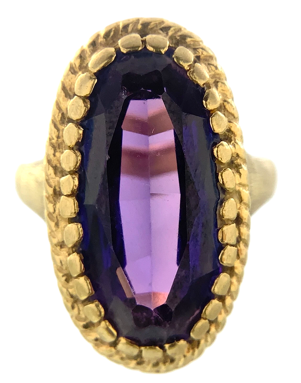 10K Yellow Gold Beautiful Purple Amethyst Cocktail Ring Size: 6.75 AU246