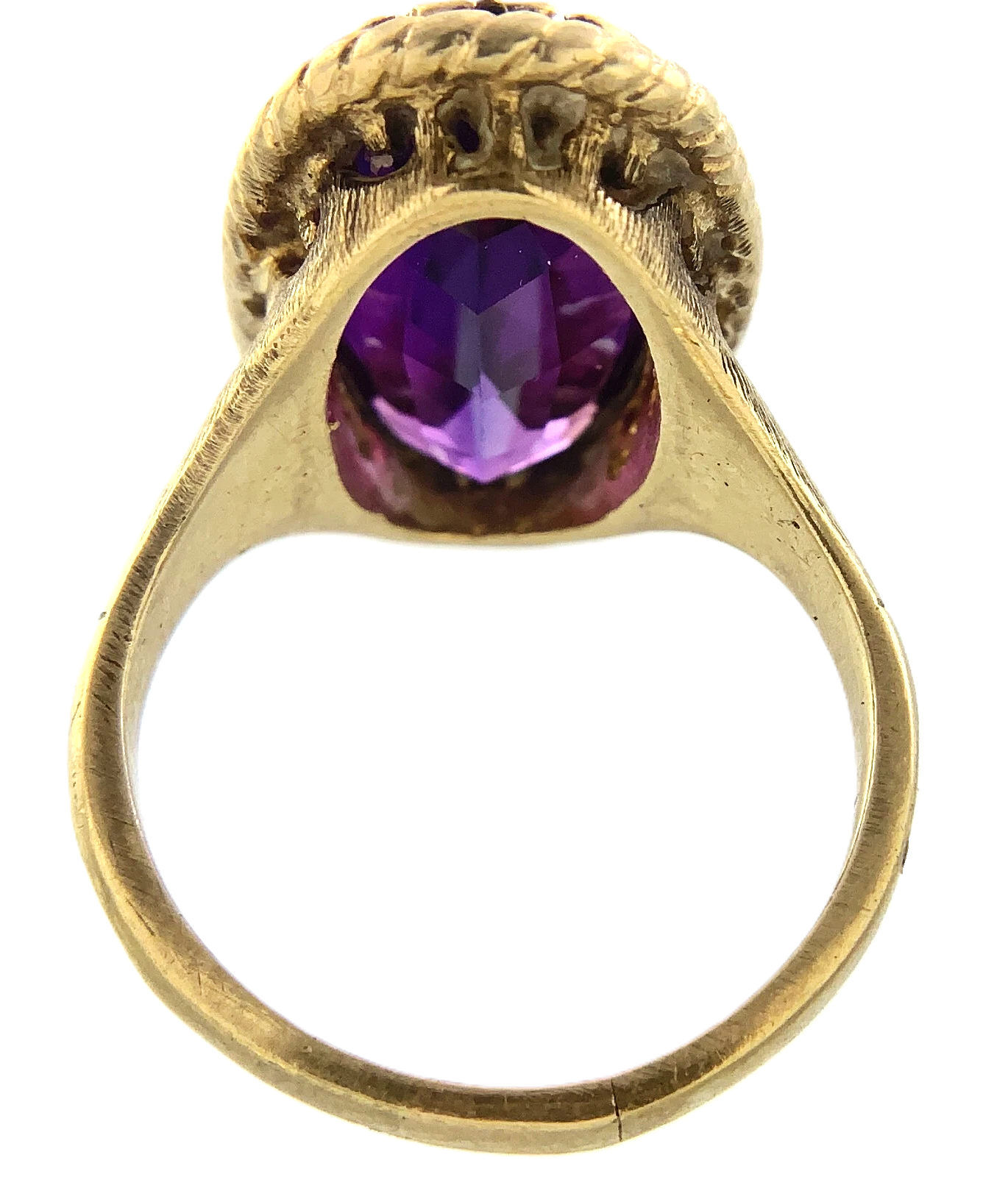 10K Yellow Gold Beautiful Purple Amethyst Cocktail Ring Size: 6.75 AU246