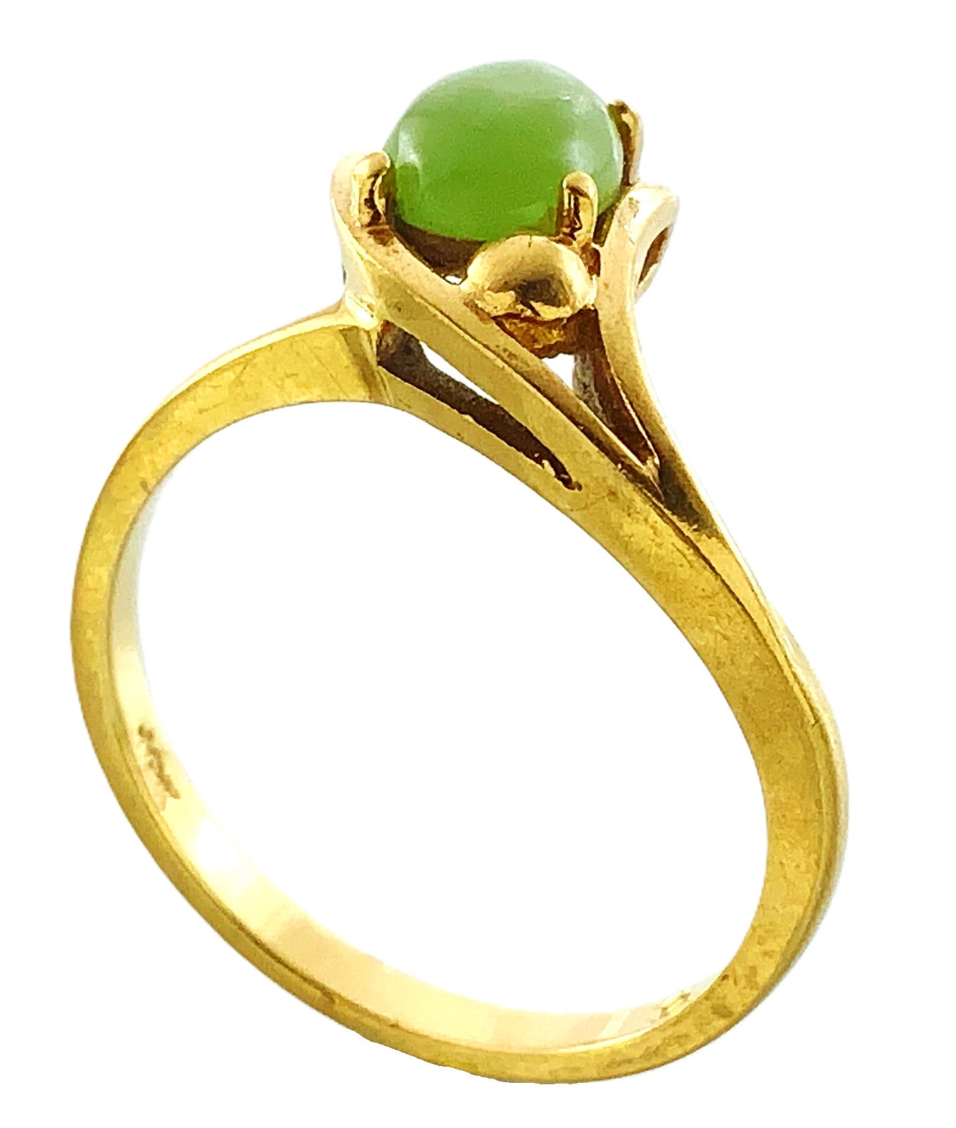 10K Yellow Gold Green Jade Ring Size: 6 AU249